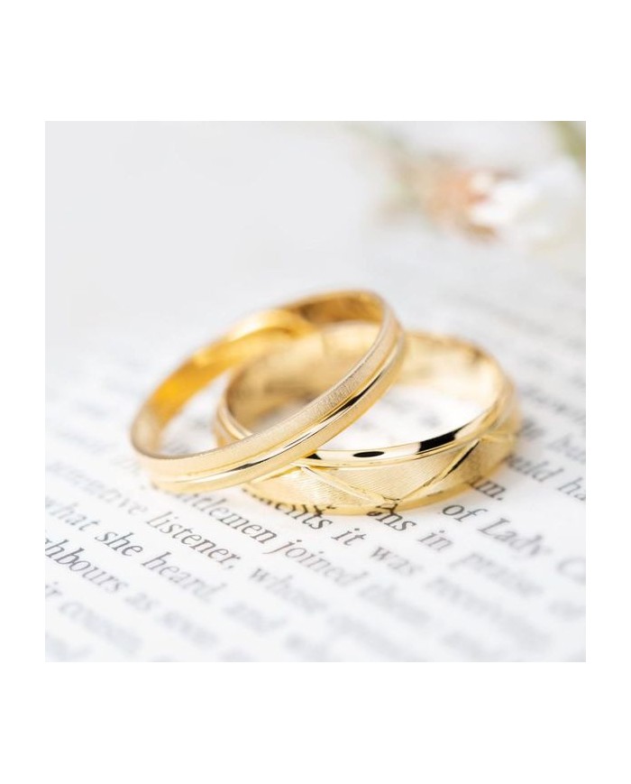 Alianza de Boda de Oro Blanco Brillo Biselada 3mm 9kl