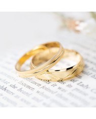 Alianza de Boda de Oro Blanco Brillo Biselada 3mm 9kl