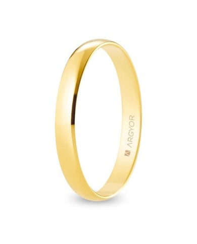 Alianza de Boda Clásica de Oro Amarillo Media Caña Brillante 3mm 9kl Alianza de Boda Clásica de Oro Amarillo Media Caña Brillante 3mm 9kl