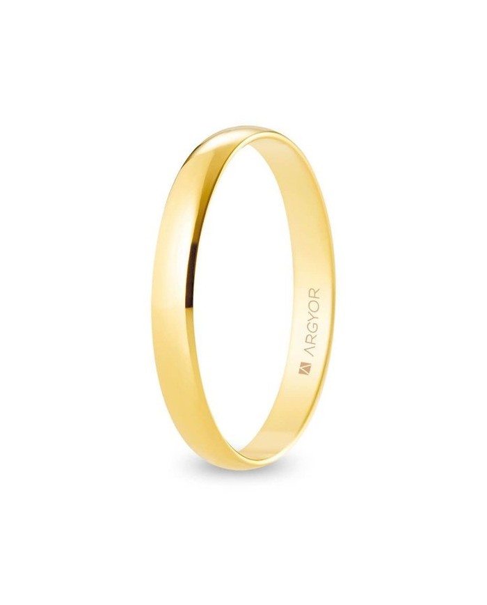 Alianza de Boda Clásica de Oro Amarillo Media Caña Brillante 3mm 9kl