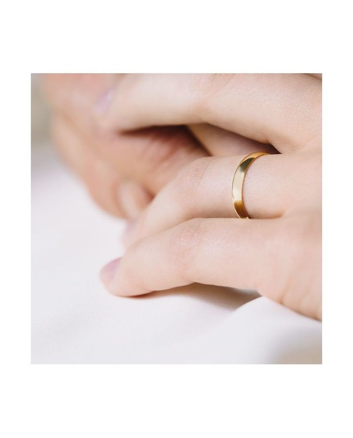 Alianza de Boda Clásica de Oro Amarillo Media Caña Brillante 3mm 9kl