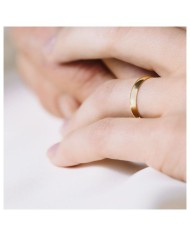 Alianza de Boda Clásica de Oro Amarillo Media Caña Brillante 3mm 9kl