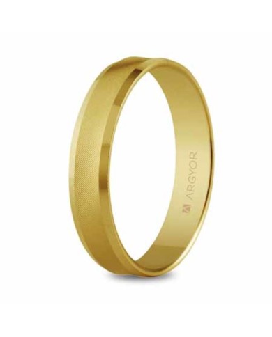 Alianza de Boda de Oro Amarillo de Forma Cóncava 4mm 9kl Alianza de Boda de Oro Amarillo de Forma Cóncava 4mm 9kl