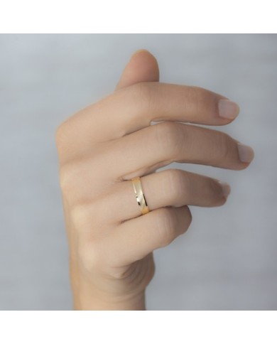 Alianza de Boda de Oro Amarillo de Forma Cóncava 4mm 9kl