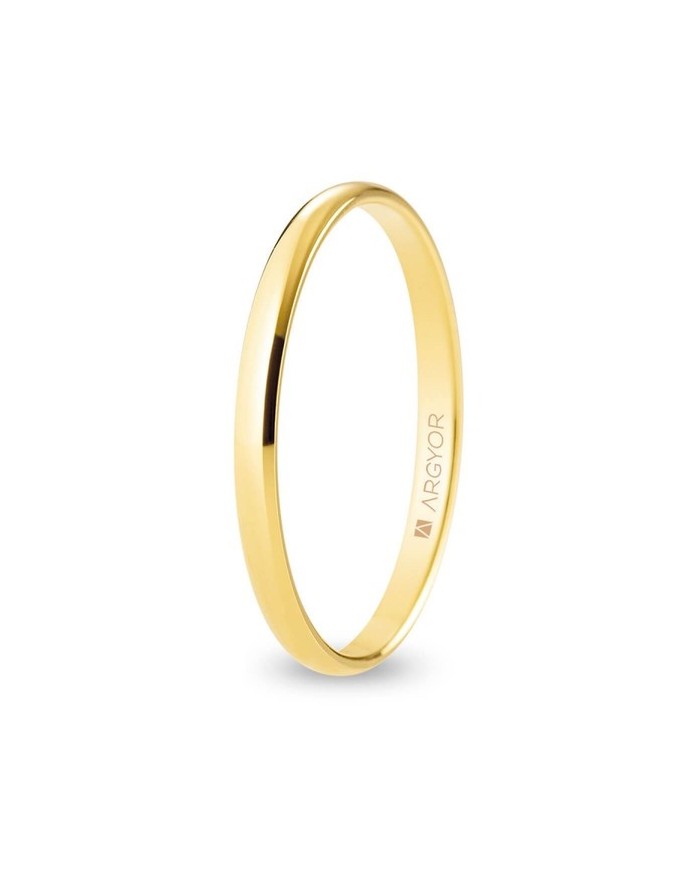 Alianza de Boda de Oro Amarillo Media Caña Confort 2mm 18kl