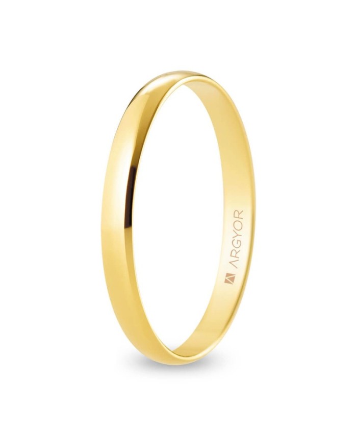 Alianza de Boda de Oro Amarillo Pulido Media Caña 2,5mm 18kl