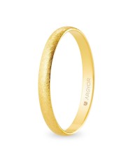 Alianza de Boda de Oro Amarillo Media Caña Acabado Hielo 2,5mm 18kl