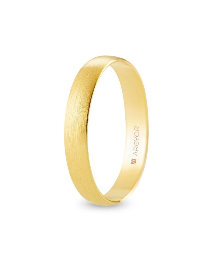 Alianza de Boda de Oro Amarillo Media Caña Satinada 3mm 18kl