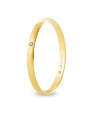Alianza de Boda de Oro Amarillo y Diamante Media Caña Satinado 2mm 18kl Alianza de Boda de Oro Amarillo y Diamante Media Caña Satinado 2mm 18kl