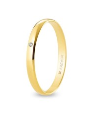 Alianza de Boda de Oro Amarillo Brillo y Diamante Media Caña 2,5mm 18kl