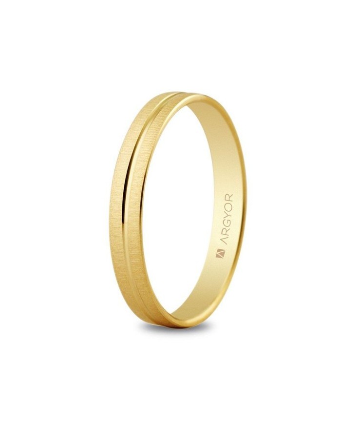 Alianza de Boda de Oro Amarillo Mate 3mm 18kl