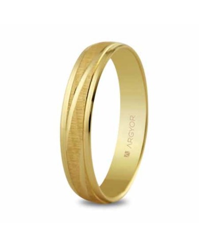 Alianza de Boda de Oro Amarillo Láser Efecto Diagonal 4mm 18kl Alianza de Boda de Oro Amarillo Láser Efecto Diagonal 4mm 18kl