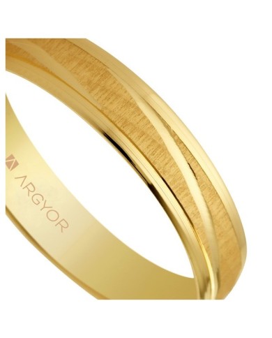 Alianza de Boda de Oro Amarillo Láser Efecto Diagonal 4mm 18kl Alianza de Boda de Oro Amarillo Láser Efecto Diagonal 4mm 18kl