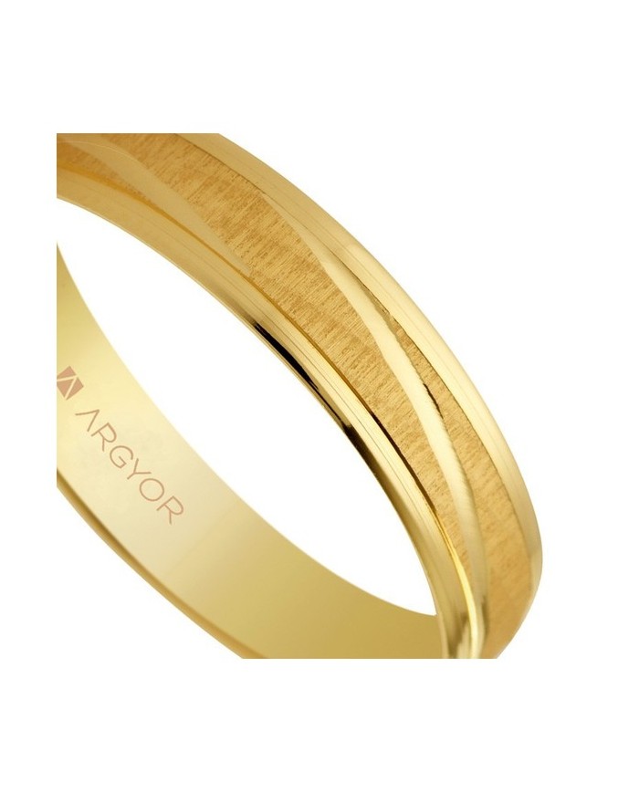 Alianza de Boda de Oro Amarillo Láser Efecto Diagonal 4mm 18kl