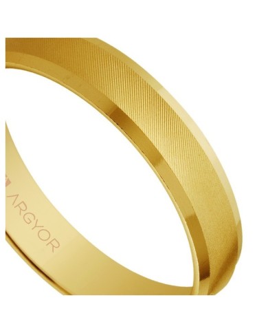 Alianza de Boda de Oro Amarillo Brillo con Forma Cóncava 4mm 18kl