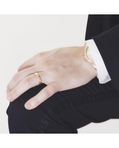 Alianza de Boda de Oro Amarillo Brillo con Forma Cóncava 4mm 18kl