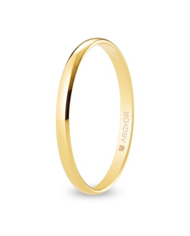 Alianza de Boda de Oro Amarillo Brillo Media Caña 2mm Alianza de Boda de Oro Amarillo Brillo Media Caña 2mm