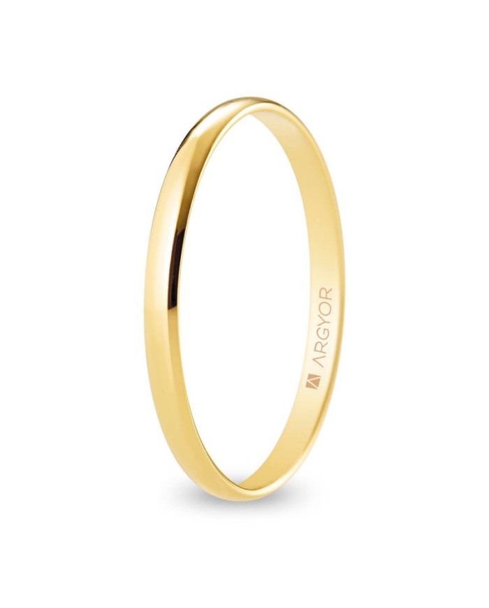 Alianza de Boda de Oro Amarillo Brillo Media Caña 2mm