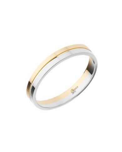 Alianza de Boda de Oro Bicolor: Amarillo y Blanco Brillo 3mm 9kl Alianza de Boda de Oro Bicolor: Amarillo y Blanco Brillo 3mm 9kl