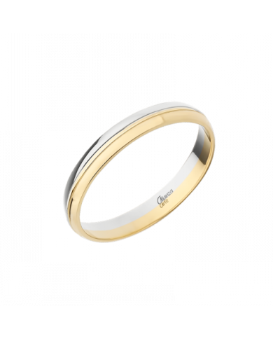 Alianza de Boda de Oro Bicolor: Amarillo y Blanco Brillo 3mm 9kl Alianza de Boda de Oro Bicolor: Amarillo y Blanco Brillo 3mm 9kl