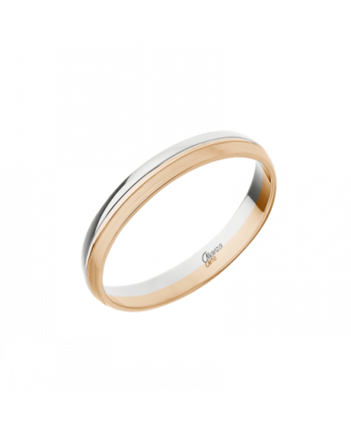 Alianza de Boda de Oro Bicolor: Blanco Brillo y Rosa Mate 3mm 9kl Alianza de Boda de Oro Bicolor: Blanco Brillo y Rosa Mate 3mm 9kl