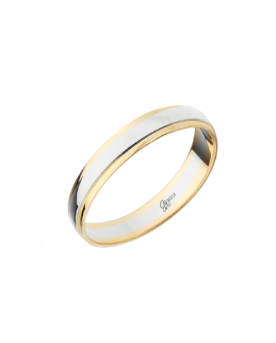 Alianza de Boda de Oro Bicolor: Blanco y Amarillo en Brillo 3,5mm 9kl Alianza de Boda de Oro Bicolor: Blanco y Amarillo en Brillo 3,5mm 9kl