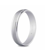 Alianza de Boda de Oro Blanco Mate y Brillo en los Laterales 4mm 18kl Alianza de Boda de Oro Blanco Mate y Brillo en los Laterales 4mm 18kl