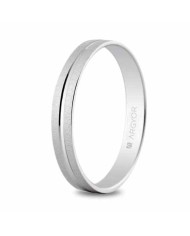 Alianza de Boda de Oro Blanco 3mm 9kl Satinada Con Franja Central Brillo Alianza de Boda de Oro Blanco 3mm 9kl Satinada Con Franja Central Brillo