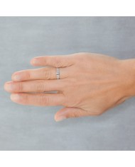 Alianza de Boda de Oro Blanco 9kl Doble Cresta Efecto Láser Alianza de Boda de Oro Blanco 9kl Doble Cresta Efecto Láser