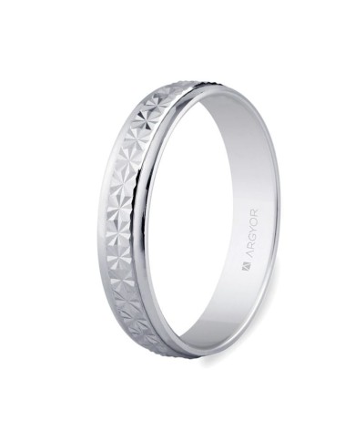 Alianza de Boda de Oro Blanco Estrellada 9kl Alianza de Boda de Oro Blanco Estrellada 9kl