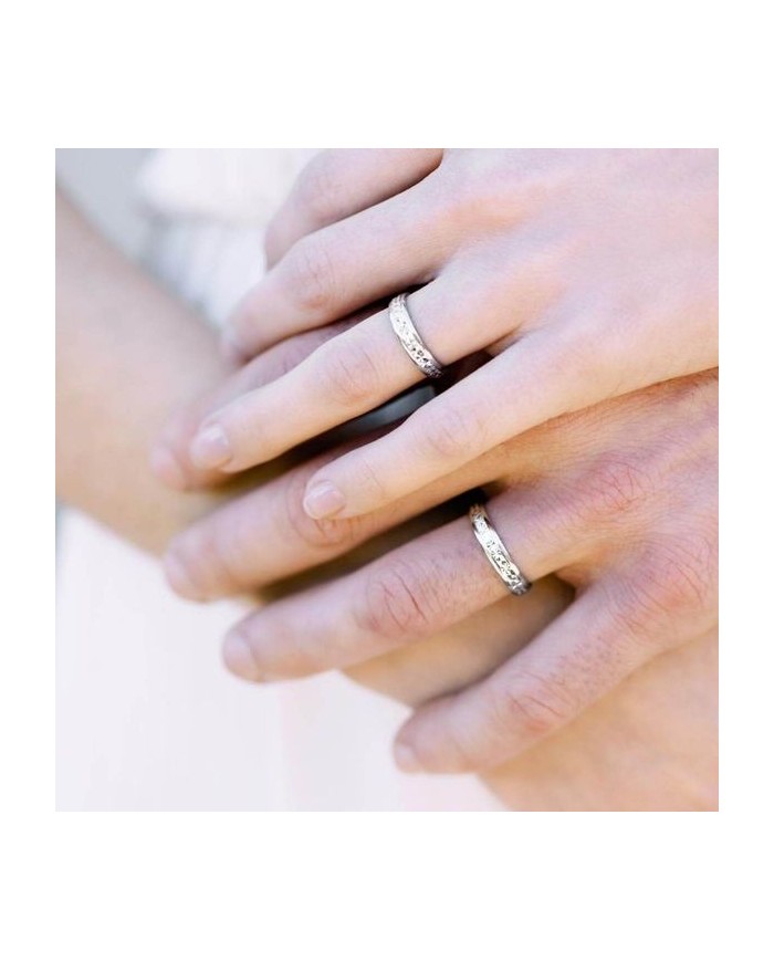 Alianza de Boda de Oro Blanco Estrellada 9kl