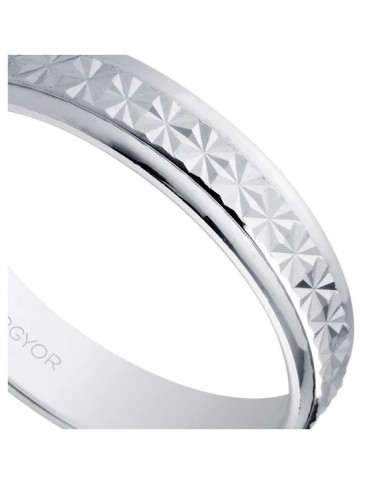Alianza de Boda de Oro Blanco Estrellada 9kl