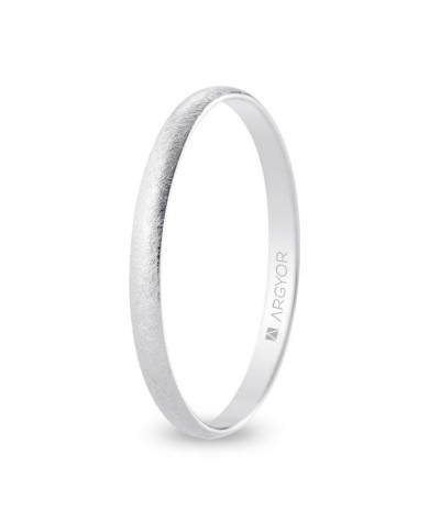 Alianza de Boda de Oro Blanco Media Caña 2mm Acabado Hielo 18k Alianza de Boda de Oro Blanco Media Caña 2mm Acabado Hielo 18k