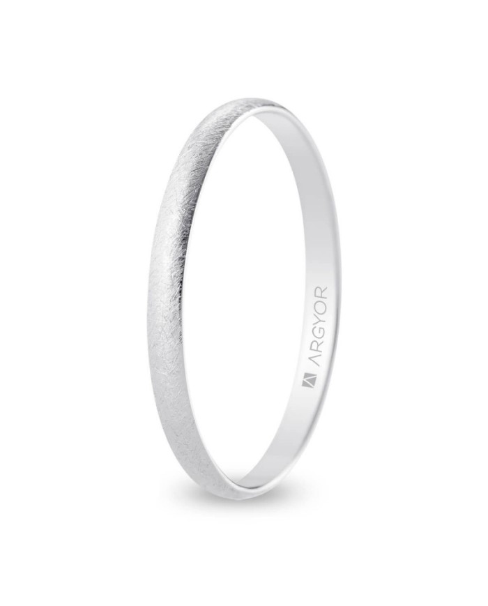Alianza de Boda de Oro Blanco Media Caña 2mm Acabado Hielo 18k