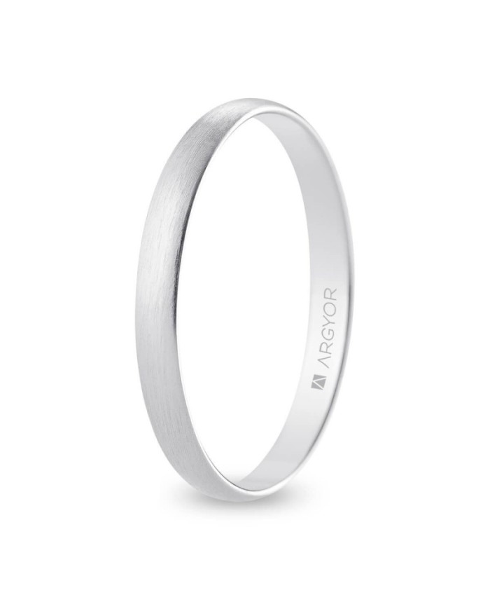 Alianza de Boda de Oro Blanco Media Caña 2,5mm Satinada 18kl