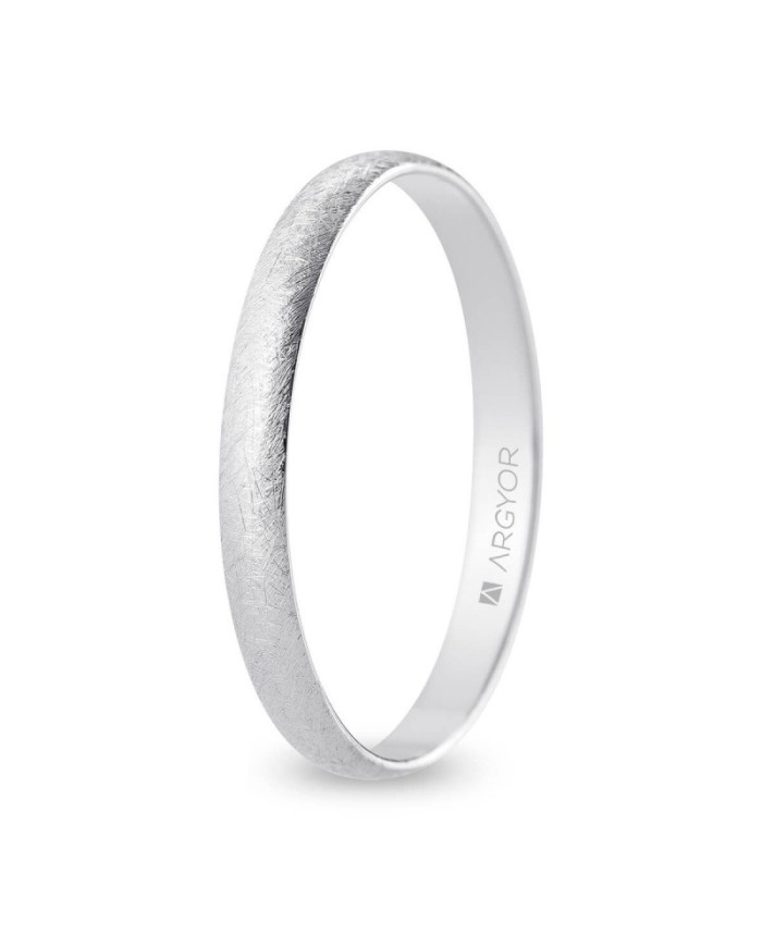Alianza de Boda de Oro Blanco Media Caña 2,5mm Satinada 18kk