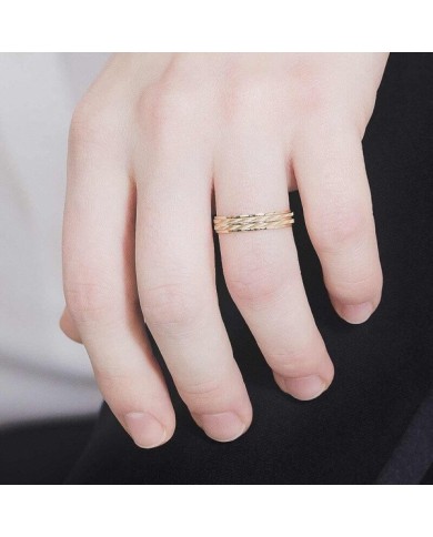 Alianza de Boda de Oro Amarillo Efecto Láser 4mm 18kl Alianza de Boda de Oro Amarillo Efecto Láser 4mm 18kl