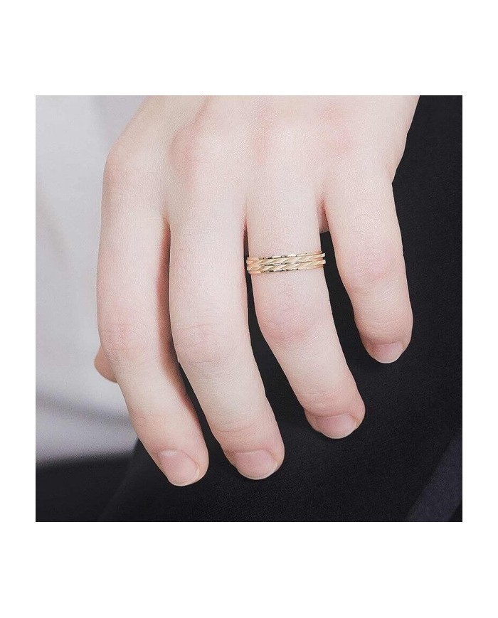 Alianza de Boda de Oro Amarillo Efecto Láser 4mm 18kl