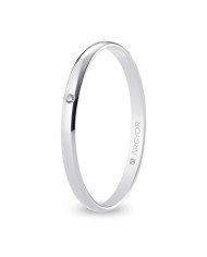 Alianza de Boda de Oro Blanco y Diamante Media Caña 2mm 9k