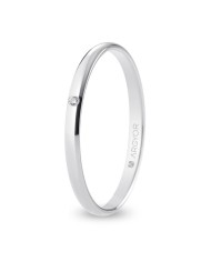 Alianza de Boda de Oro Blanco y Diamante Media Caña 2mm Confort 18kl