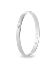 Alianza de Boda de Oro blanco y Diamante Media Caña 2mm Satinada 9kl