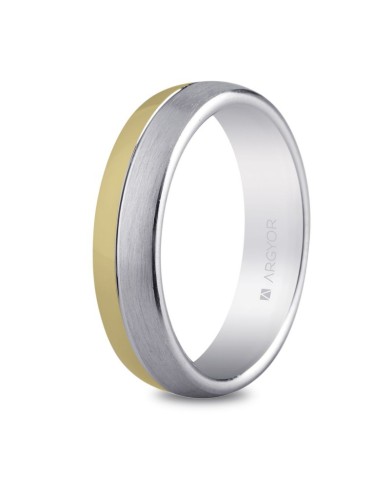 Alianza de plata diseño bicolor mate-brillo 5mm (5750029D1) Alianza de plata diseño bicolor mate-brillo 5mm (5750029D1)