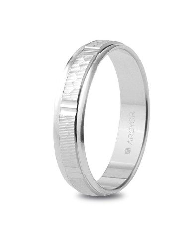 Alianza de boda en plata 4mm labrado-brillo (5740311) Alianza de boda en plata 4mm labrado-brillo (5740311)