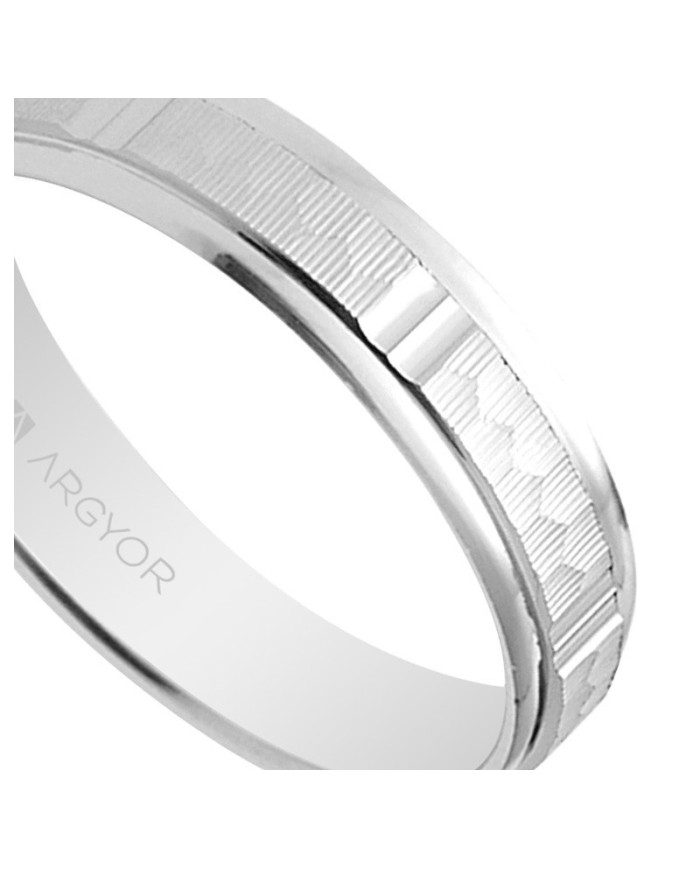 Alianza de boda en plata 4mm labrado-brillo (5740311)