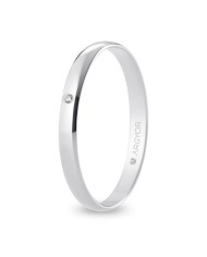 Alianza de Boda de Oro Blanco y Diamante Media Caña 2,5mm 18k
