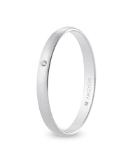 Alianza de Boda de Oro Blanco y Diamante Media Caña 2,5mm Satinada 9k
