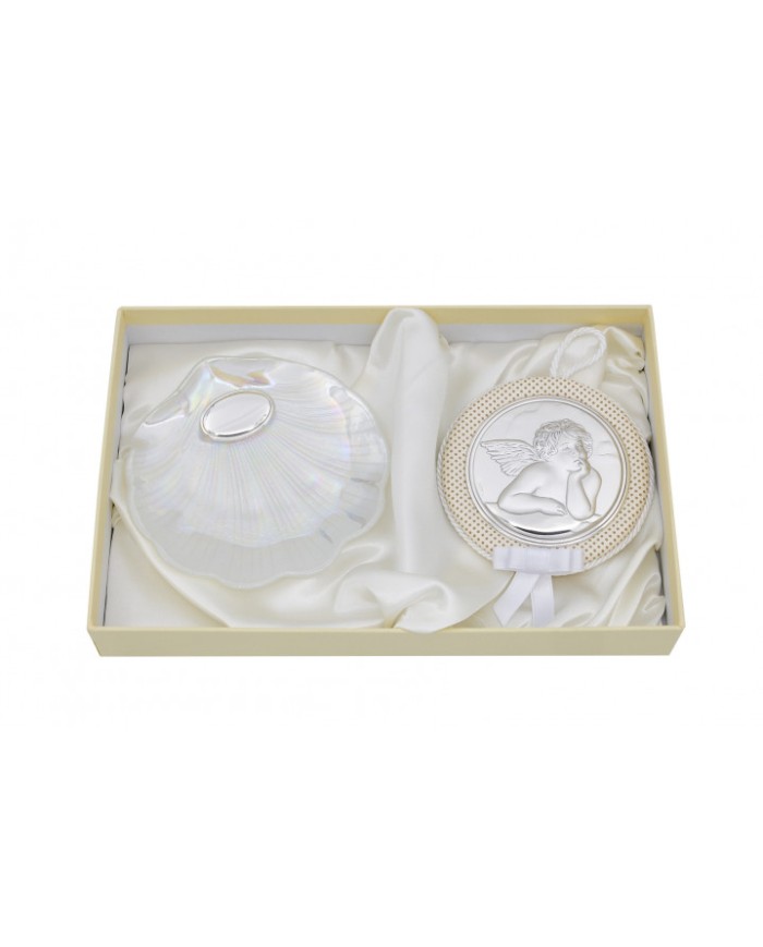 ESTUCHE CONCHA SIMIL NACAR Y MEDALLóN MUSICAL