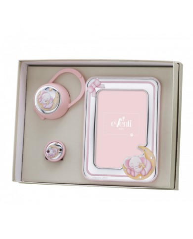 SET PINZA+P.CHUPETES+P.FOTOS 10X15 ELEFANTE LUNA ROSA