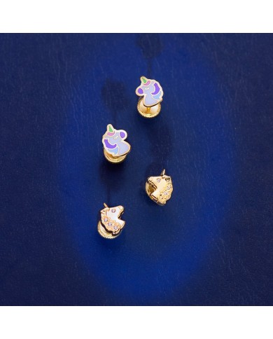 Pendientes Unicornio 18k con esmalte Pendientes Unicornio 18k con esmalte
