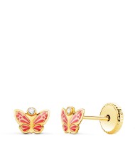 Pendientes mariposa   18k con esmalte
